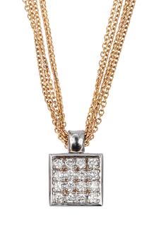 646. PENDANT/NECKLACE, 16 brilliant cut diamonds, tot. 0.40 cts.