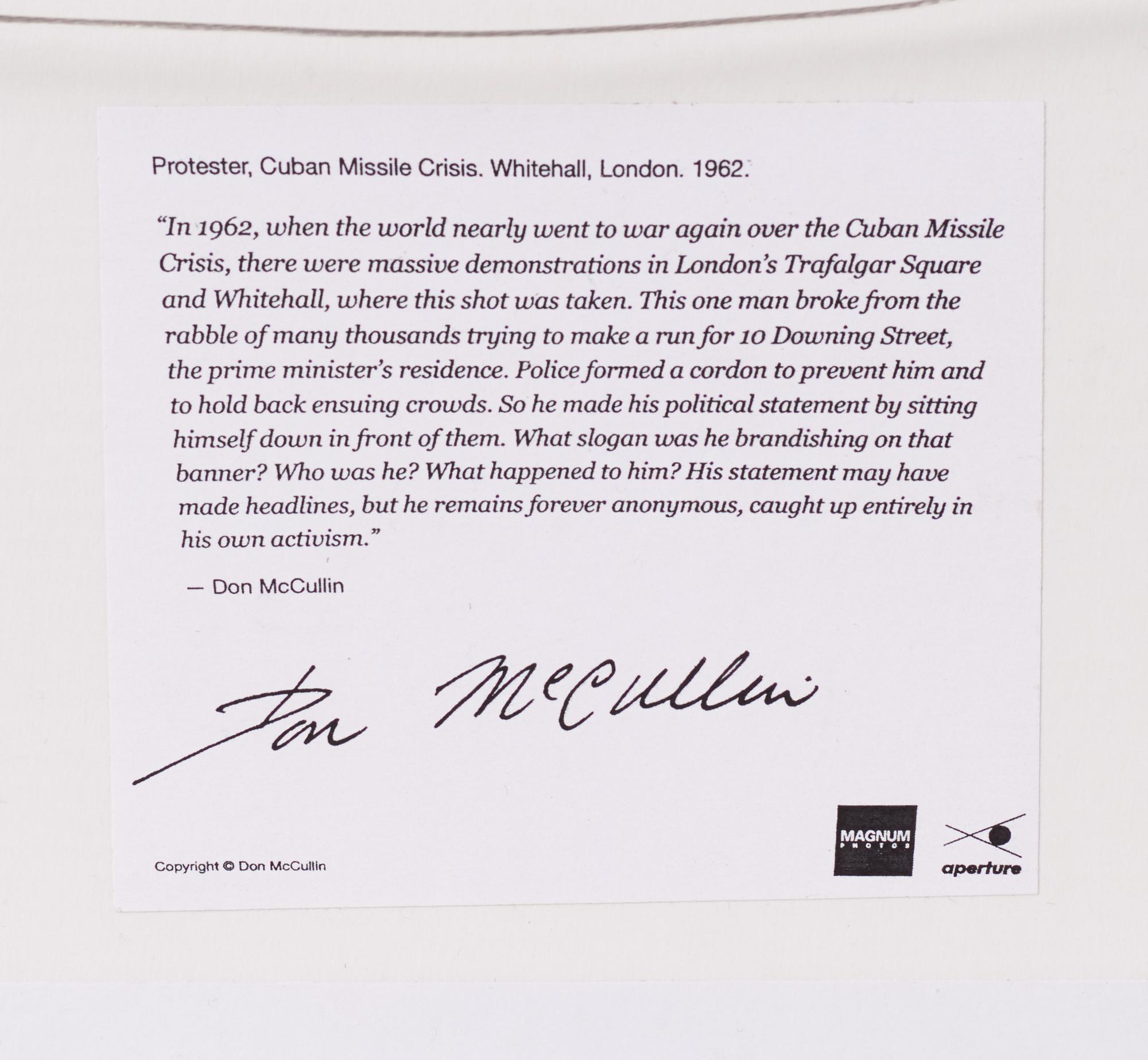 Don McCullin, "Protester, Cuban Missile Crisis. Whitehall. London", 1962.