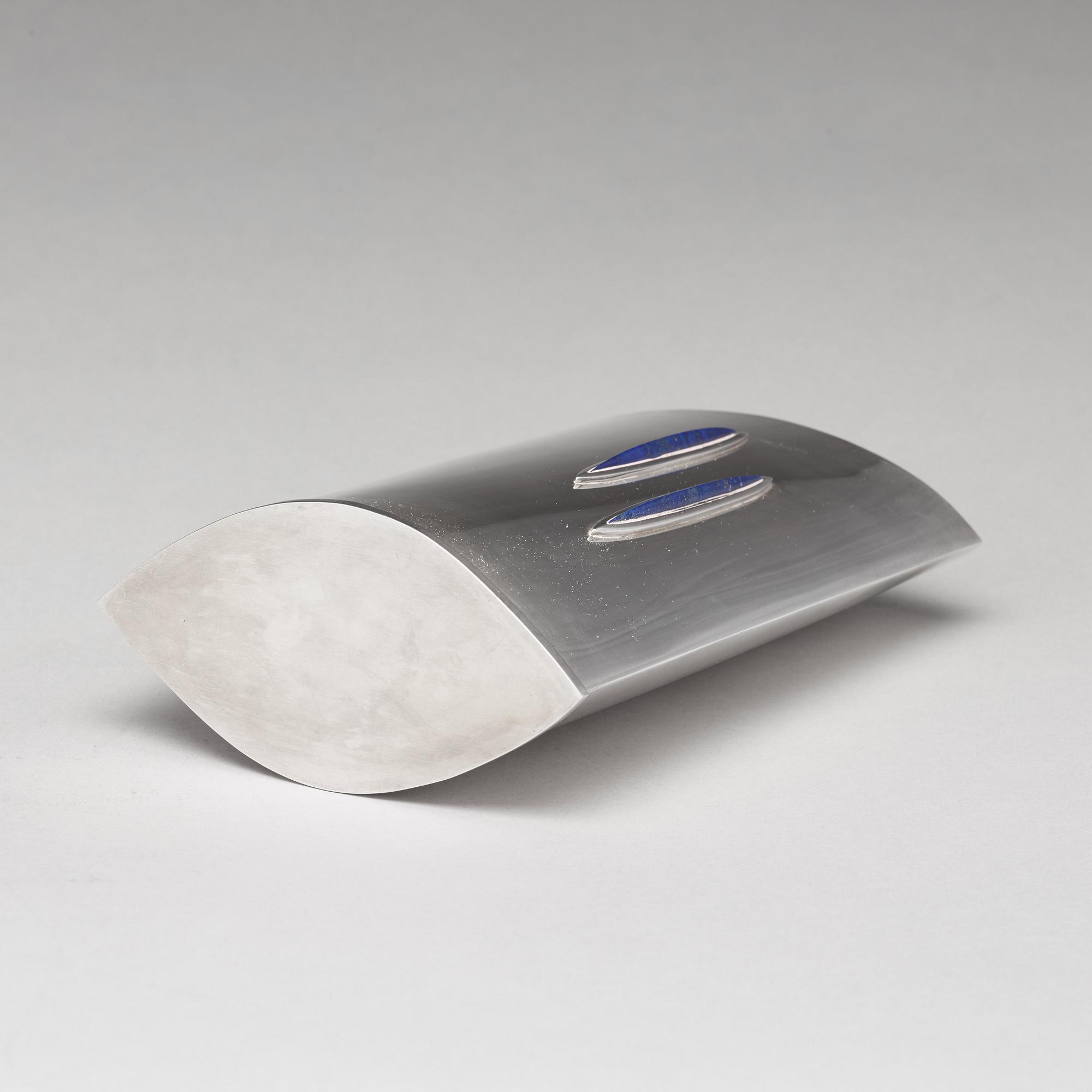 Theresia Hvorslev, a sterling silver vase with lapis lazuli, Lidköping, Sweden 2003.