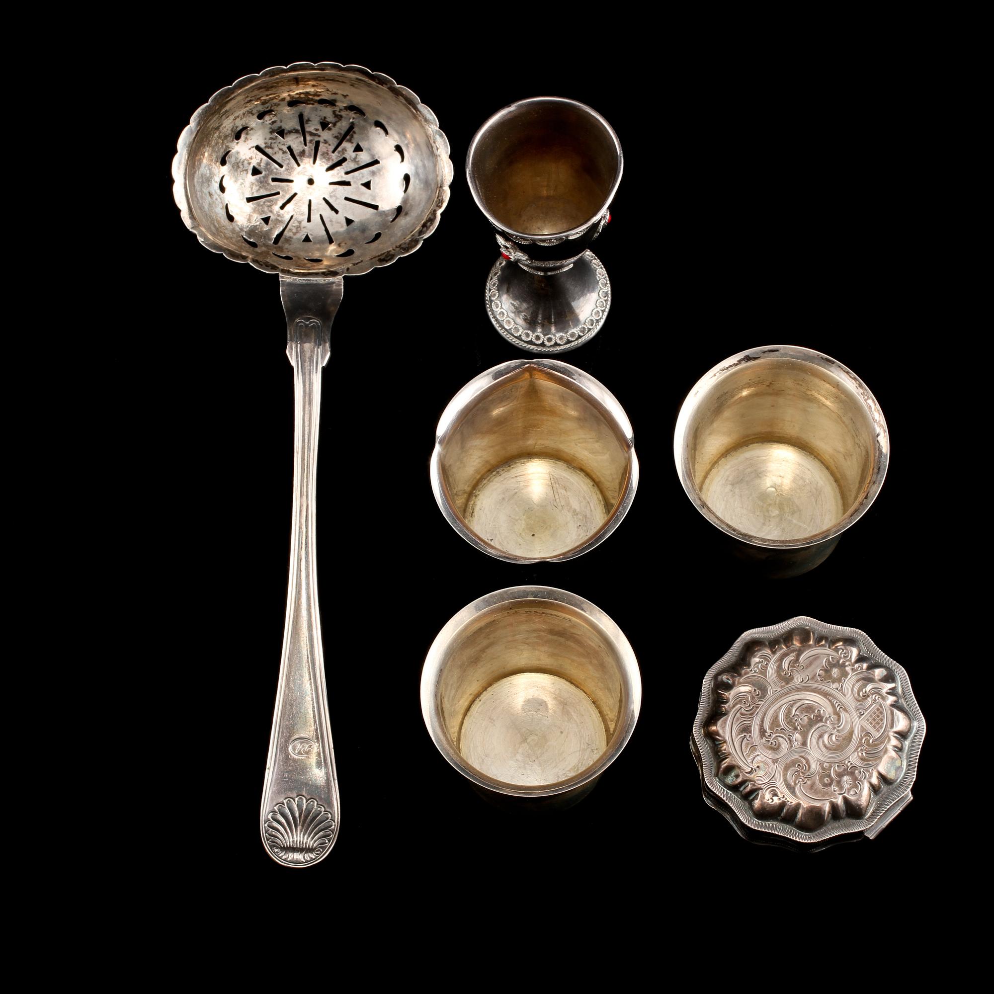 PARTI SILVER, 6 delar, 1800/1900-tal. Vikt 155 g.