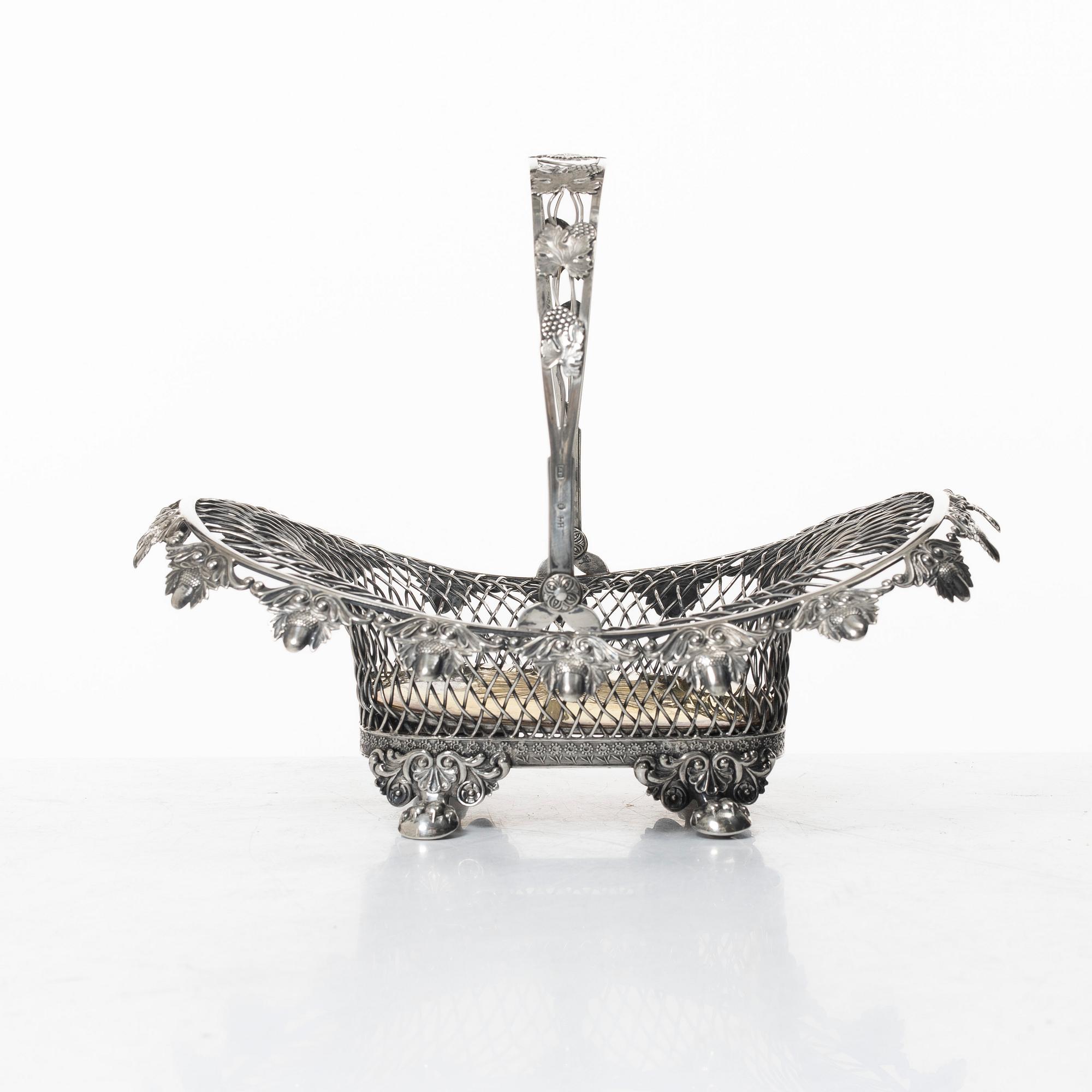 Gustaf Folcker, A Swedish silver bread basket, silver, mark of Gustaf Folcker, Stockholm 1838.