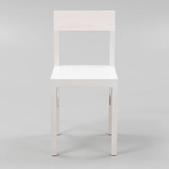 A signed white stained 'Bracket Chair' by Frederik Gustav for Frama, Copenhagen 2023.