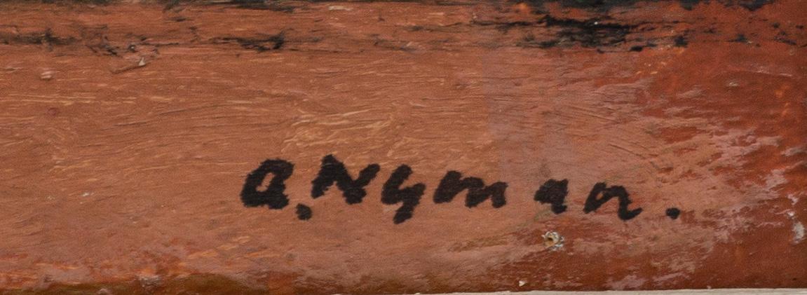 OLLE NYMAN, olja på pannå. Signerad.