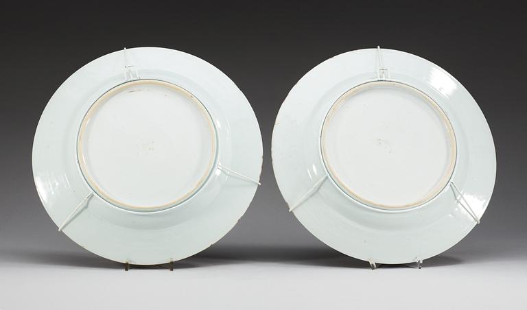 A pair of famille rose chargers, Qing dynasty, Qianlong (1736-95).