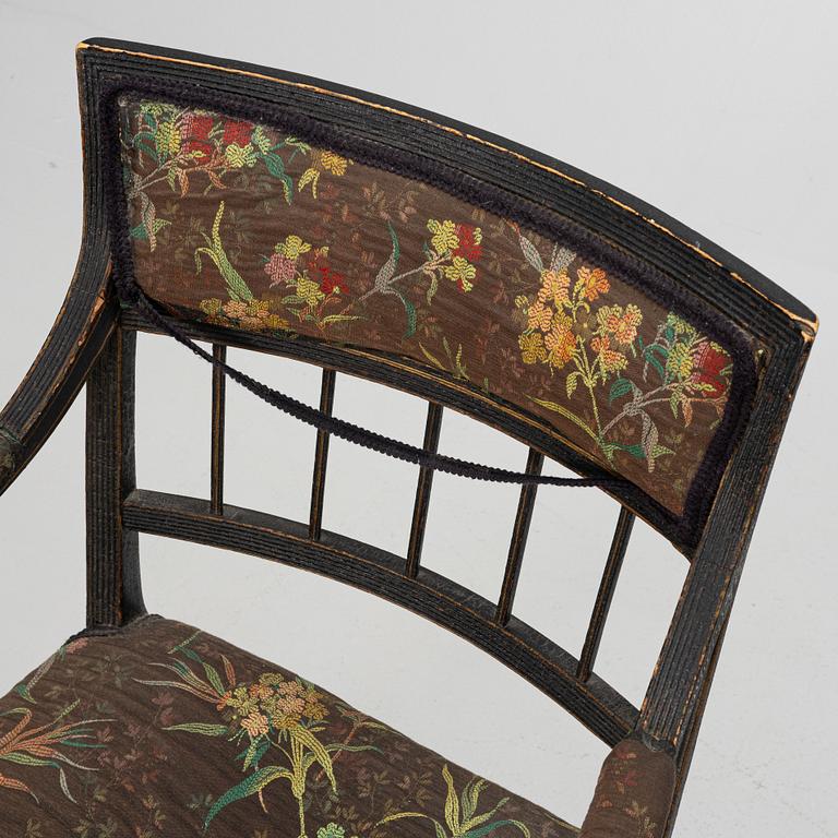 A set of four late Gustavian open armchairs by N. Thorsson (1779-1848).