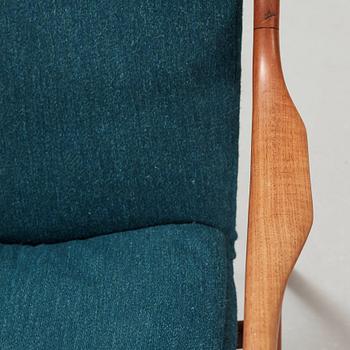 A Finn Juhl 'NV-45' teak easy chair, by cabinetmaker Niels Vodder, Denmark 1950's.