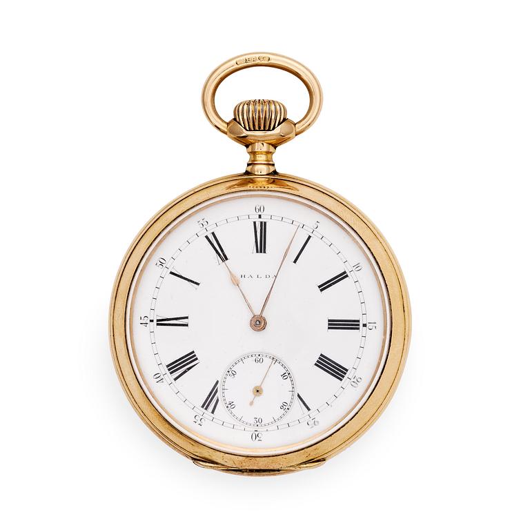 A Halda gold pocket watch, 1893.