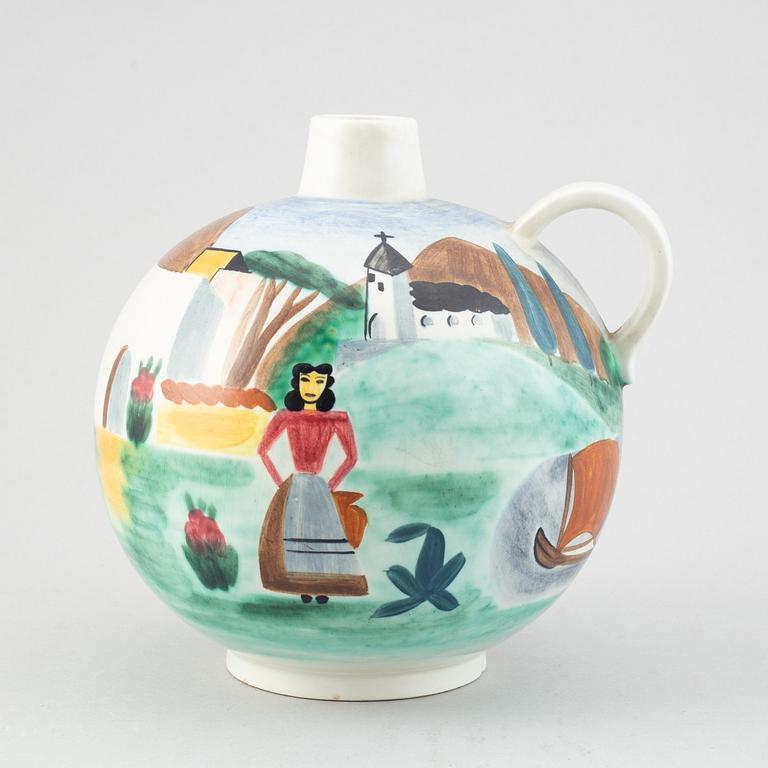 Gunnar Nylund & Heidi Heimann, a set of one ceramic vase, two dishes and a bowl for Rörstrand.