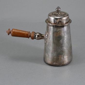 CHOKLADKANNA, silver, möjligen Frankrike, 1900-talets början, vikt 530 gram.