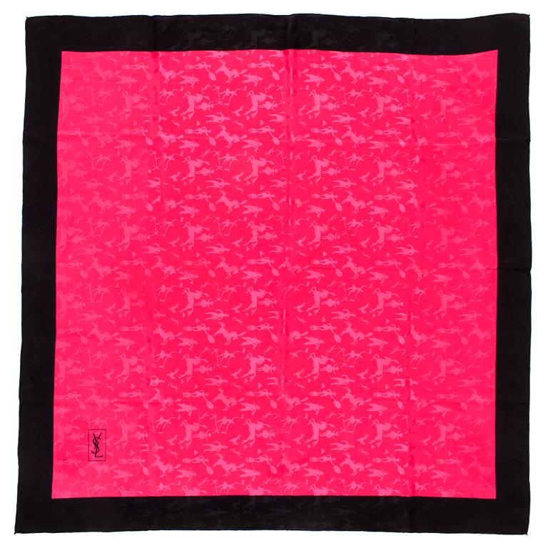 YVES SAINT LAURENT, silk scarf, 1980's.