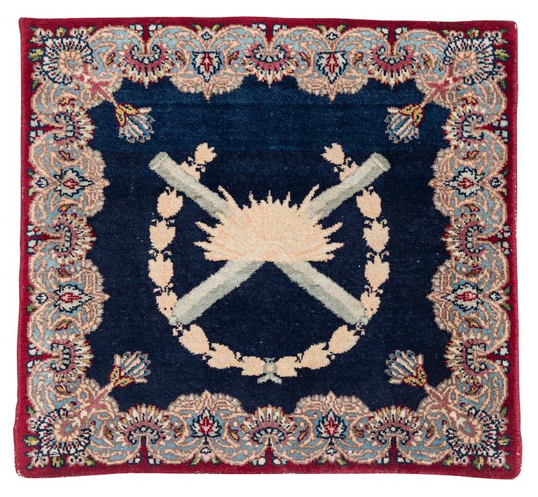 A semi-antique pictoral Keshan rug, so called Dabir, c. 48.5 x 52 cm.