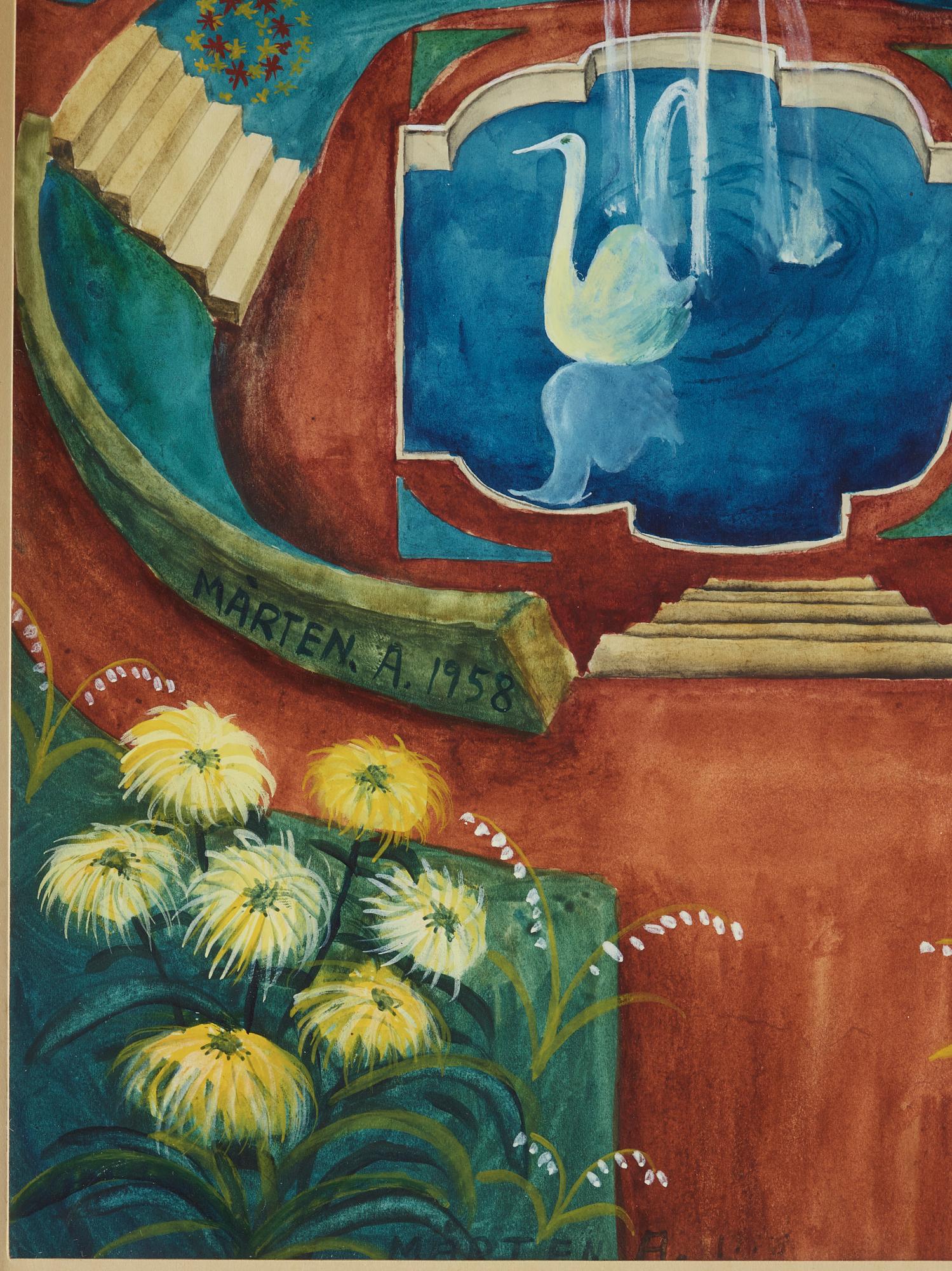 MÅRTEN ANDERSSON, watercolour with heightening white on paper, signed (twice) Mårten A. and dated 1958.