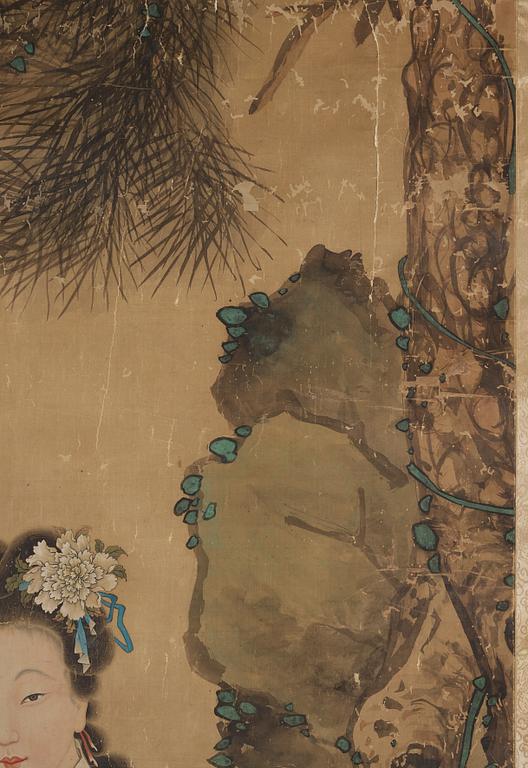 A hanging scroll, ink and color on paper, Qing dynasty.