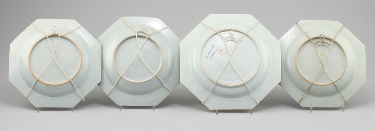 TALLRIKAR, 4 st, porslin, Kina, 1700-tal.