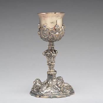 An Italian late 17th/early 18th century silver-gilt chalice, unidentified makers mark, town mark of Rome.