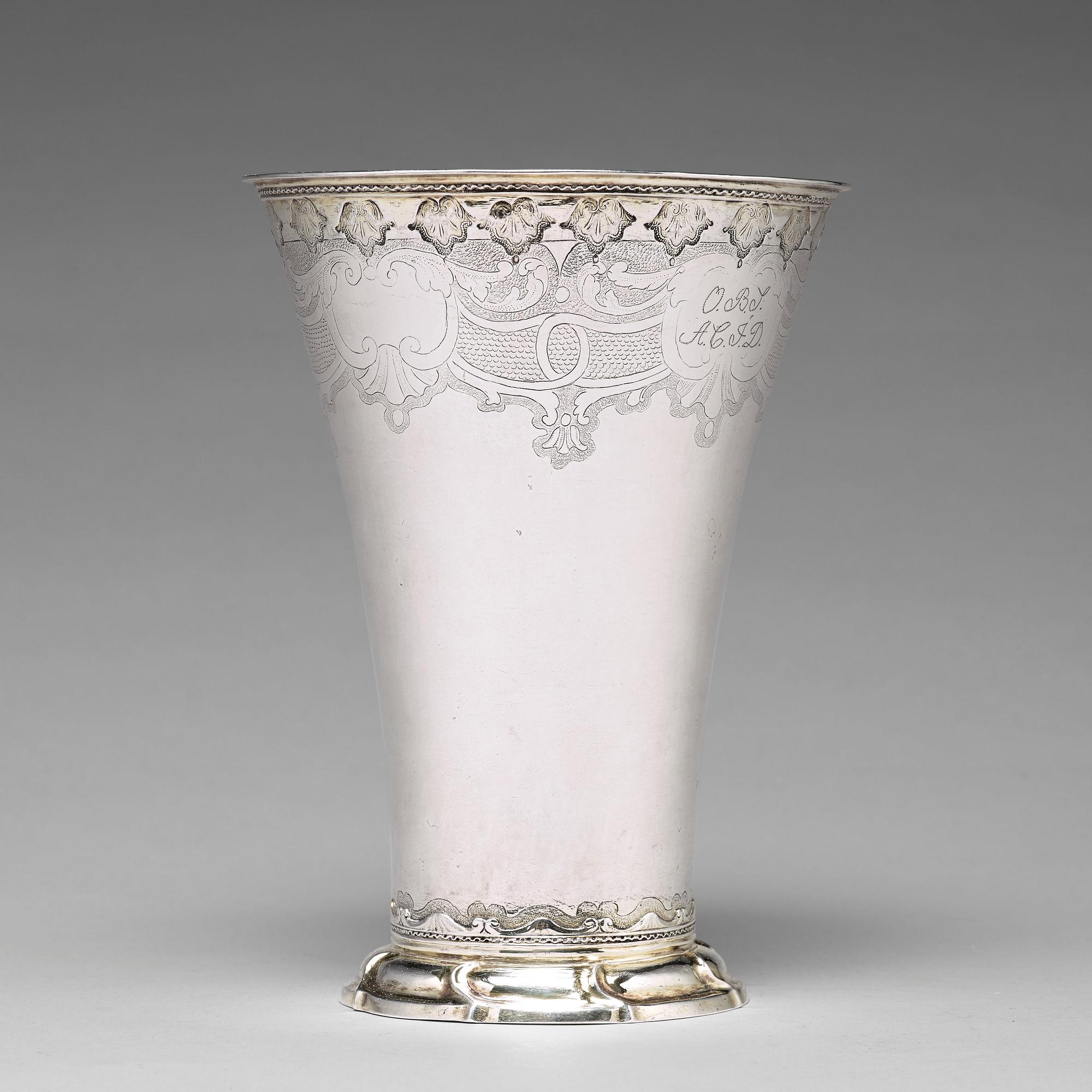 A Swedish 18th century parcel-gilt silver beaker, mark of Sven Örn, Stockholm 1757.