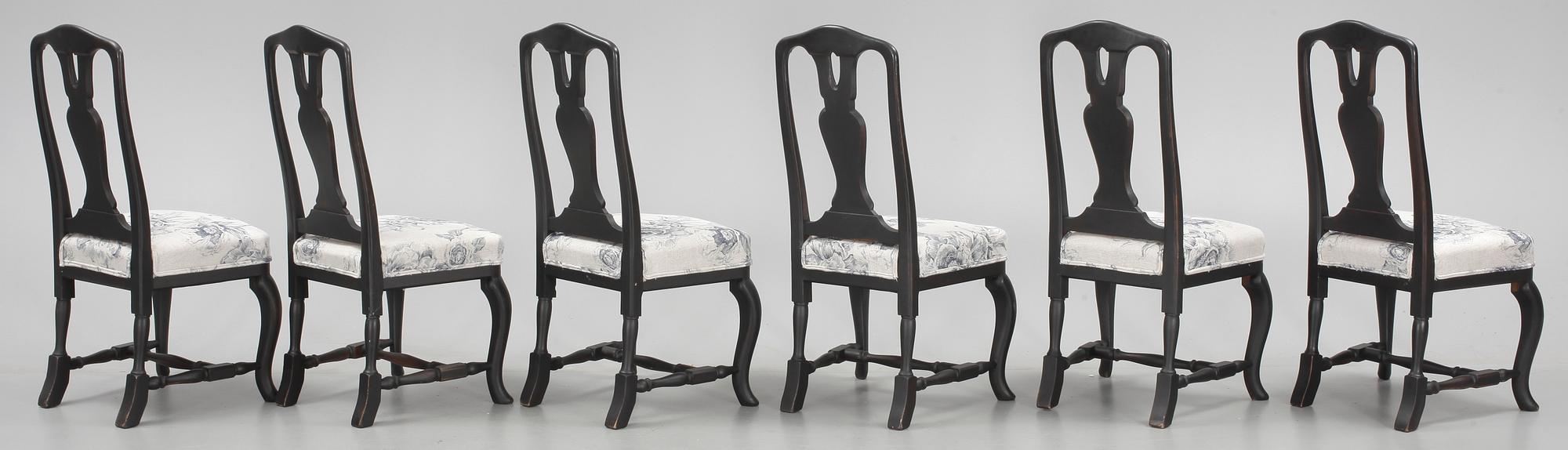STOLAR, 6 st, senbarockstil, 1900-talets andra hälft.
