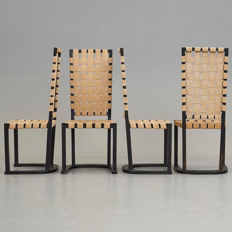 Axel Einar Hjorth, a set of four "Futurum" chairs for Nordiska Kompaniet, Sweden, ca 1928.