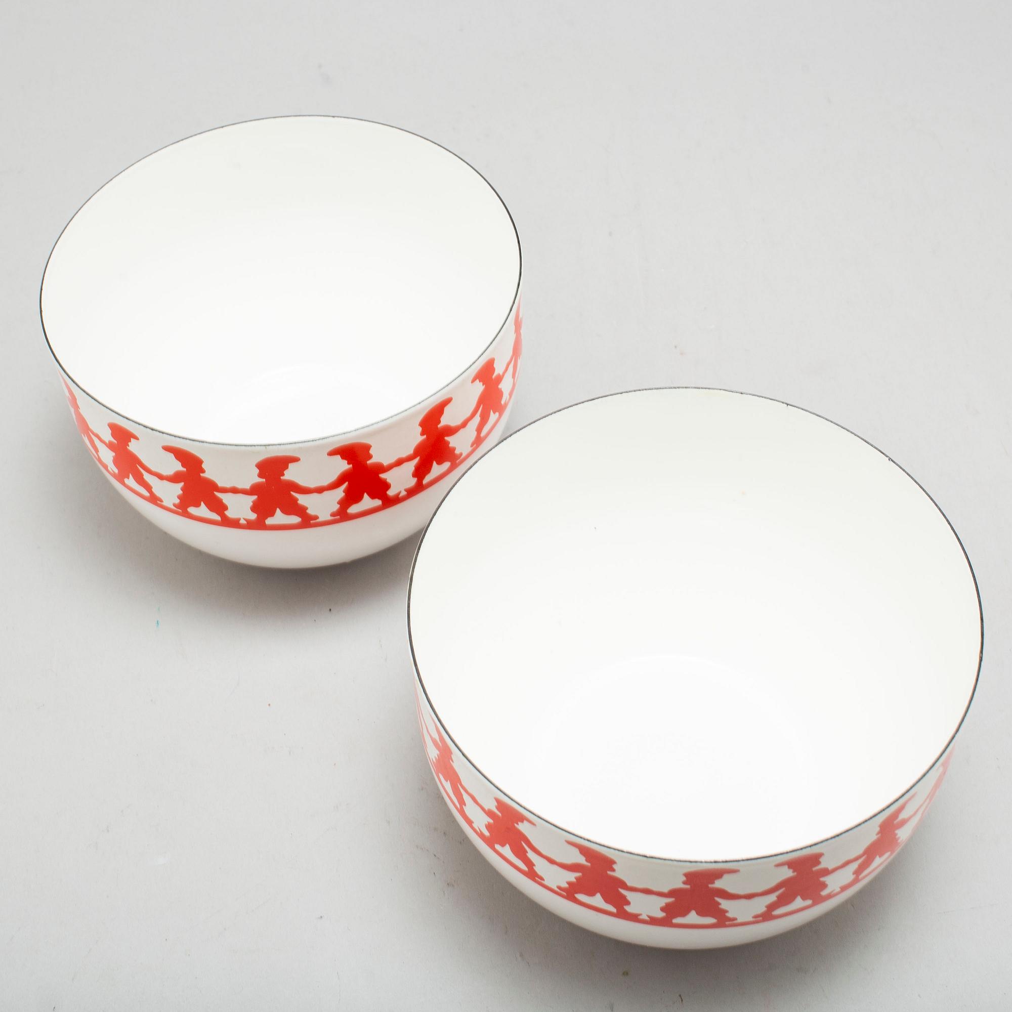 KAJ FRANCK, a pair of 1970's enamel bowls, Finel Arabia.
