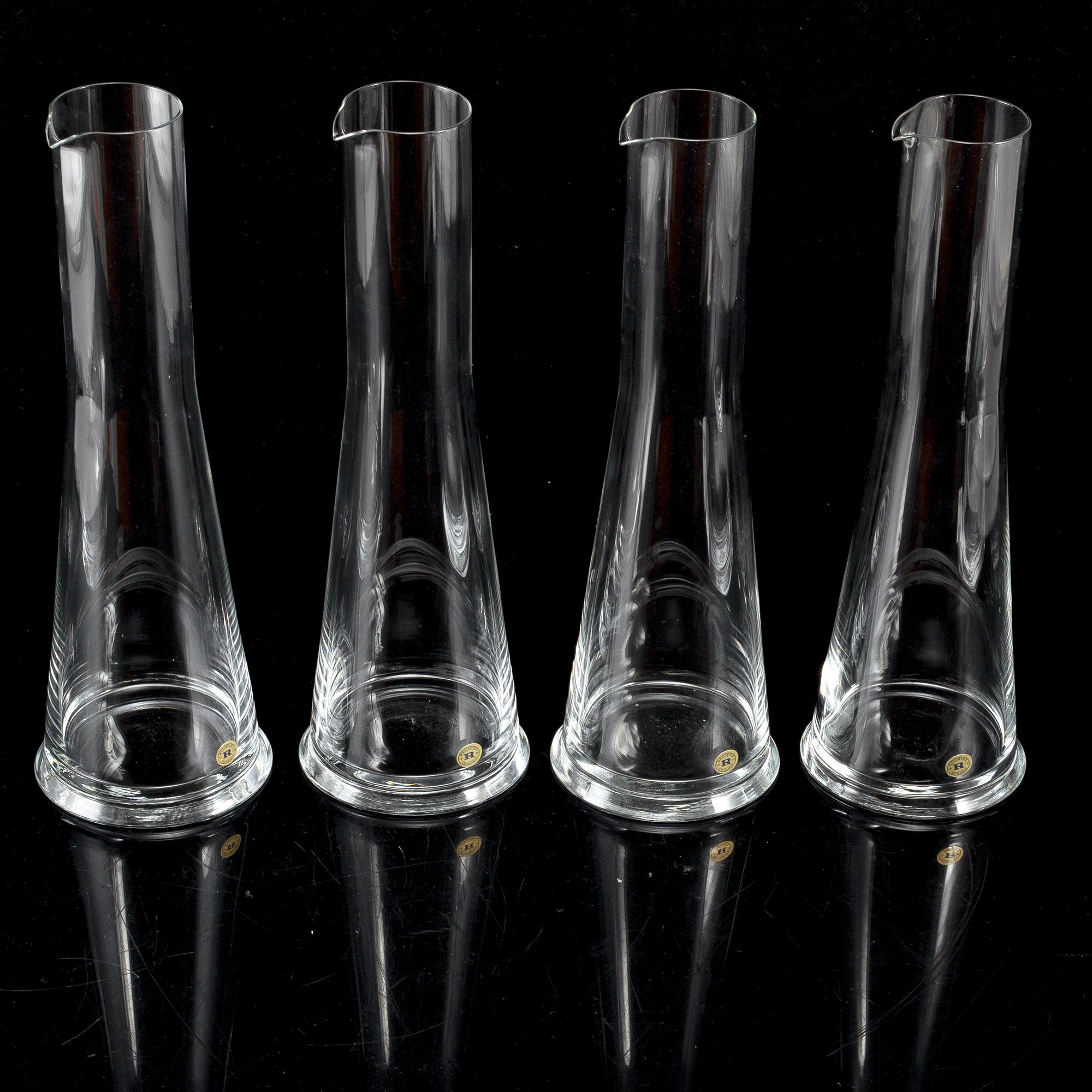 KARAFFER, 4 st, "Basic", Margareta Hennix, Reijmyre Glasbruk.