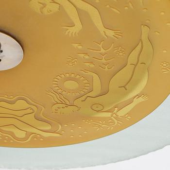 Edward Hald, & Erik Tidstrand, a rare "The 4 Winds" ceiling lamp model "HD 656"/"29679", Orrefors & Nordiska Kompaniet, 1930s.