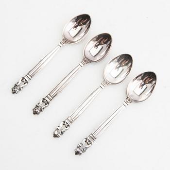 Johan Rohde, skedar 12 st "Konge/Achorn" sterlingsilver för Georg Jensen efter 1945.