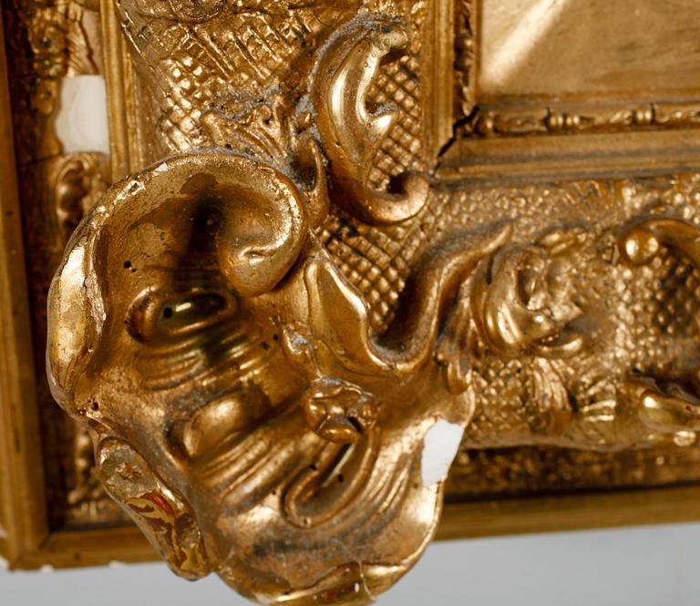 OKÄND KONSTNÄR, olja på pannå, sign J Hartung, 1800-tal.