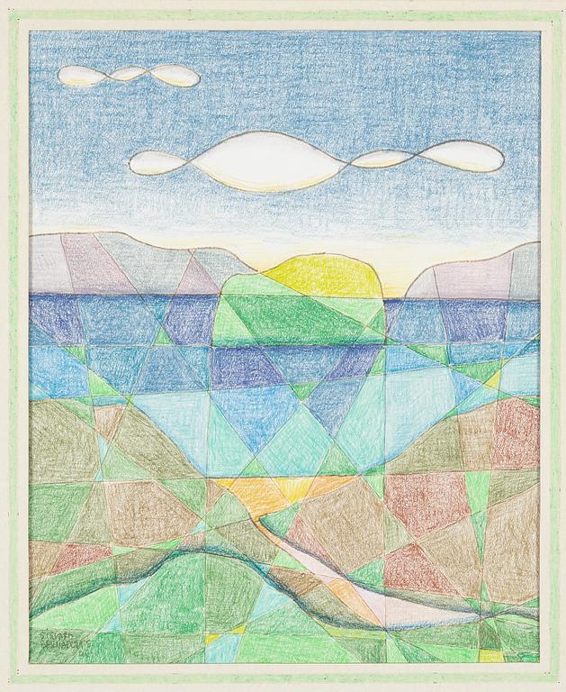 Sigvard Bernadotte, färgkrita på papper, signerad Sigvard Bernadotte, daterad -95?.