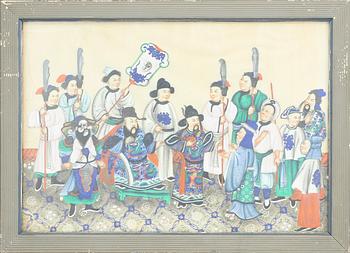 OKÄND KONSTNÄR, 4 st, gouacher på märgpapper, Kina, Qing dynastin, 1800-tal.