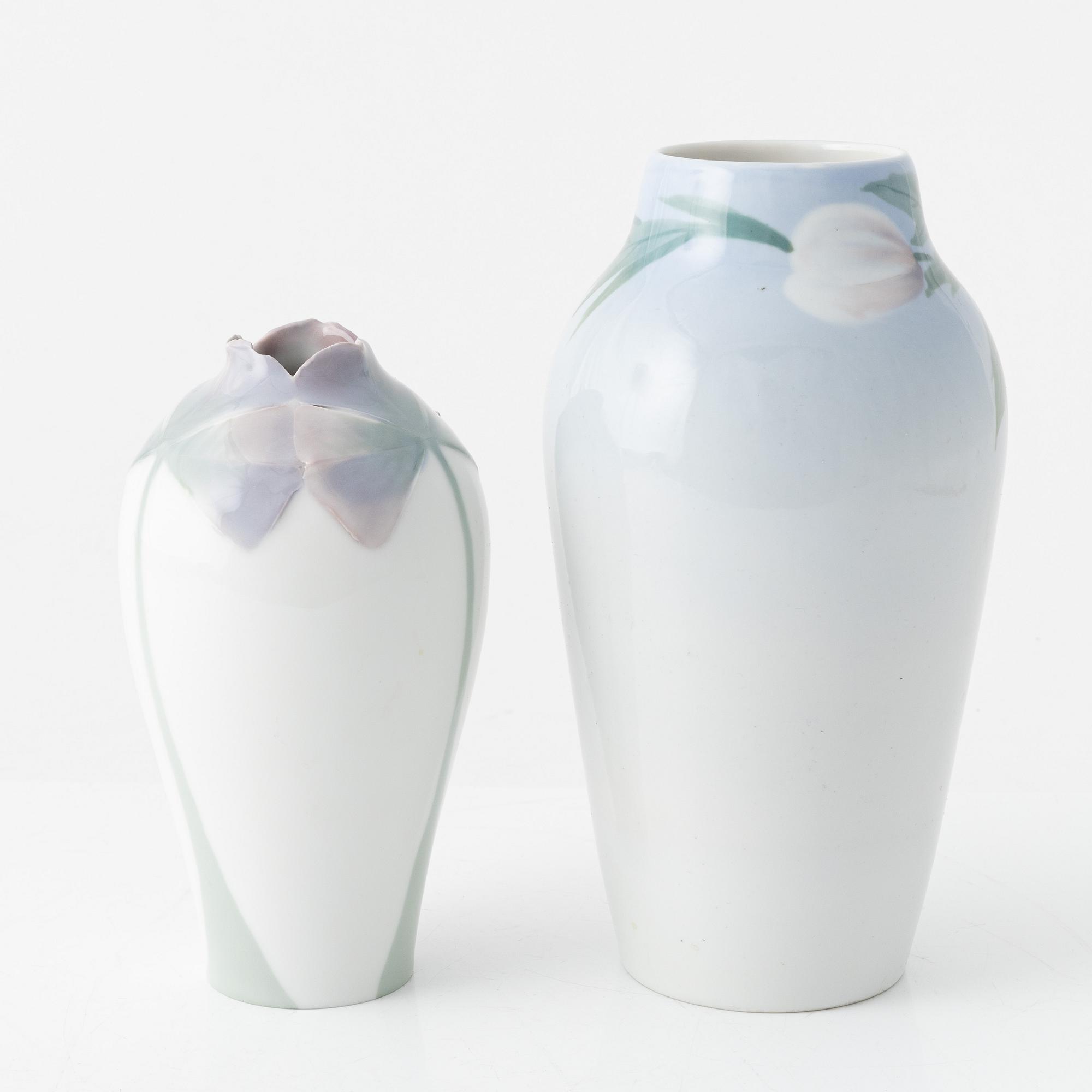 Rörstrand, two Art Nouveau porcelain vases, early 20th Century.
