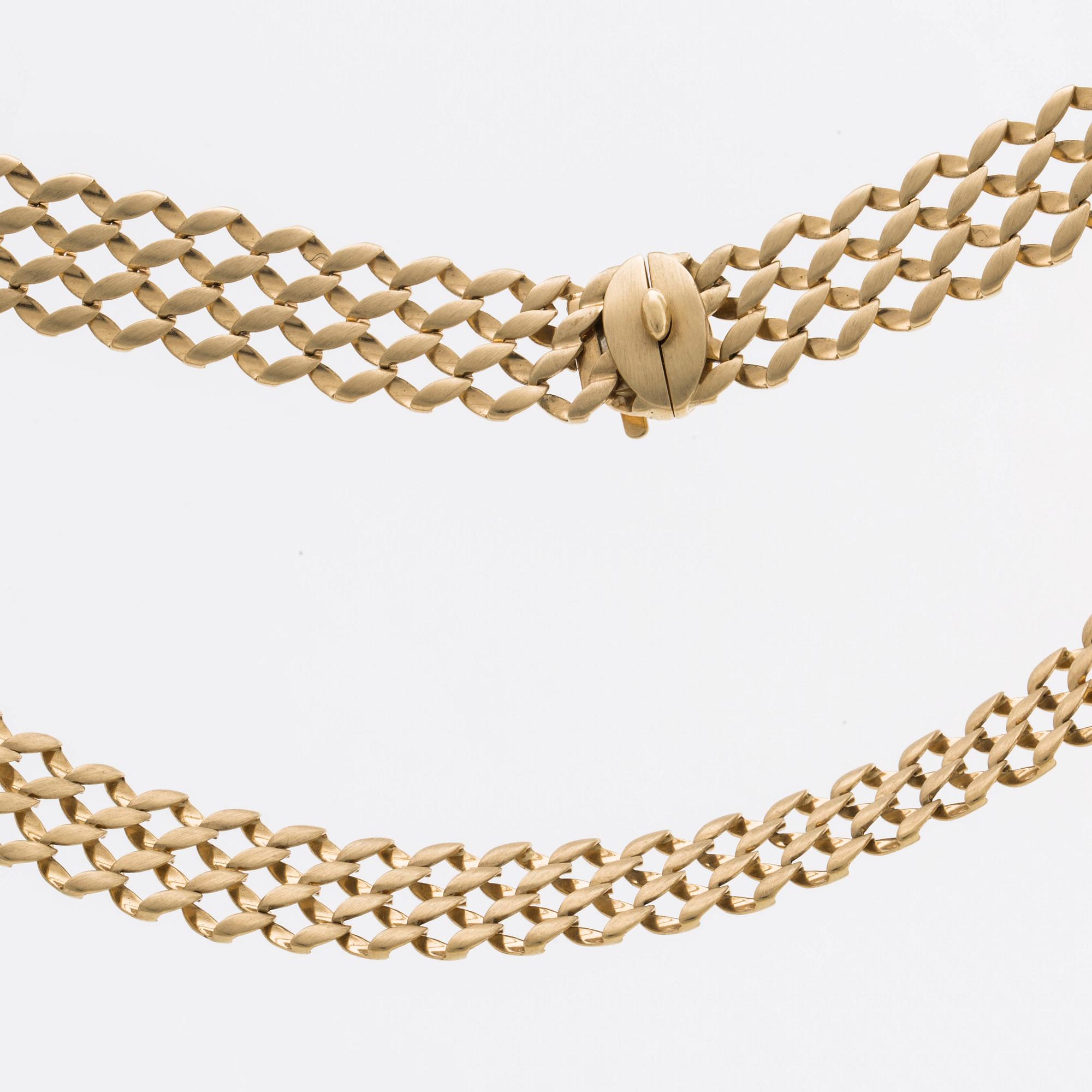 COLLIER 18K matterat guld, 50,4 g.