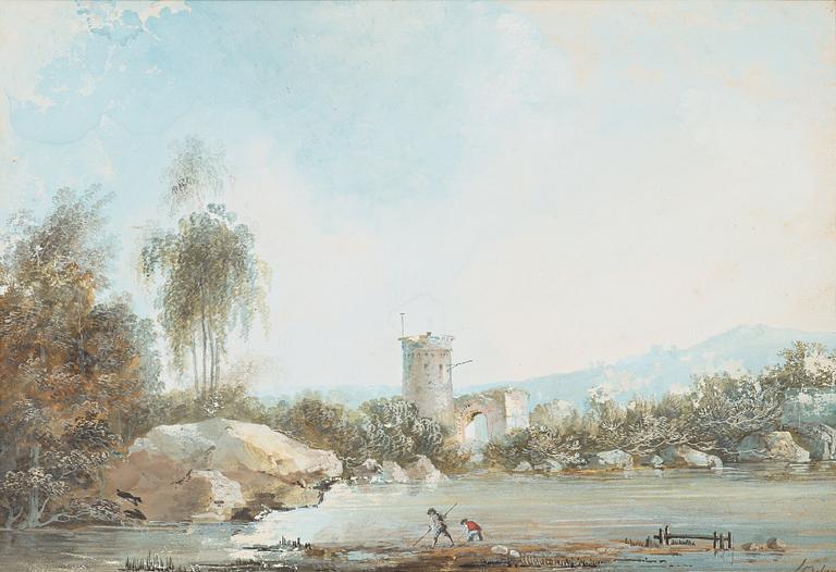 Louis Belanger, Fishermen by a river and ruins.