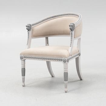 A late Gustavian style armchair, contemporary.