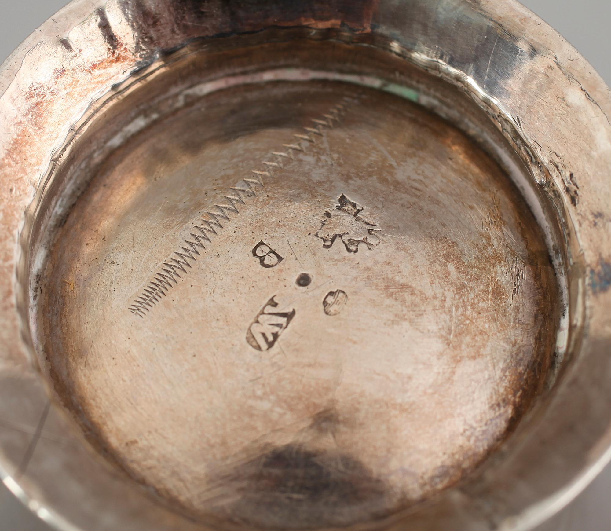 BÄGARE, silver, Aron Wangstelius, Torshälla 1760. Vikt ca 56 g.