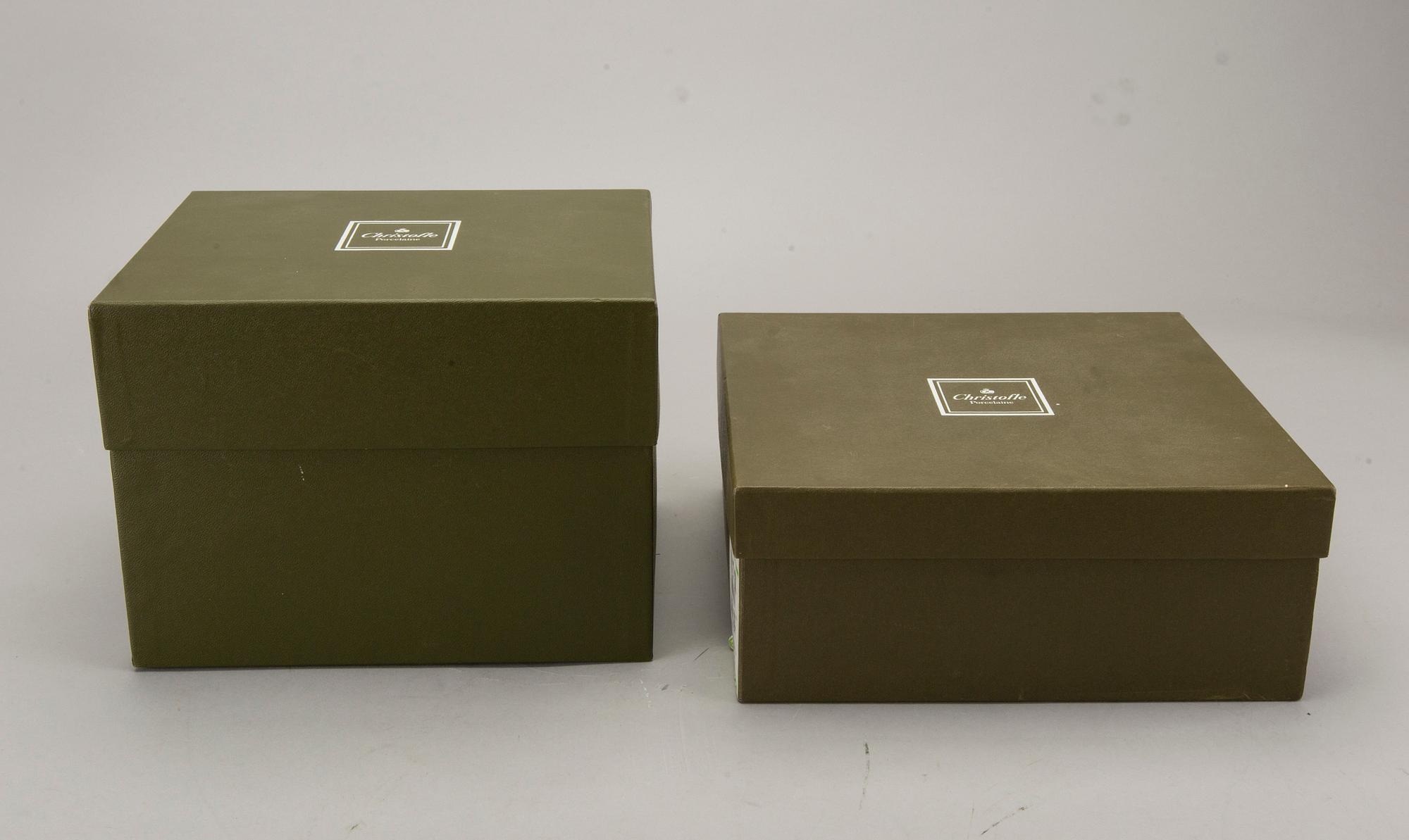 SERVIS, 12 dlr Christofle "Océana vert Gingko", porslin 1900-talets senare del.