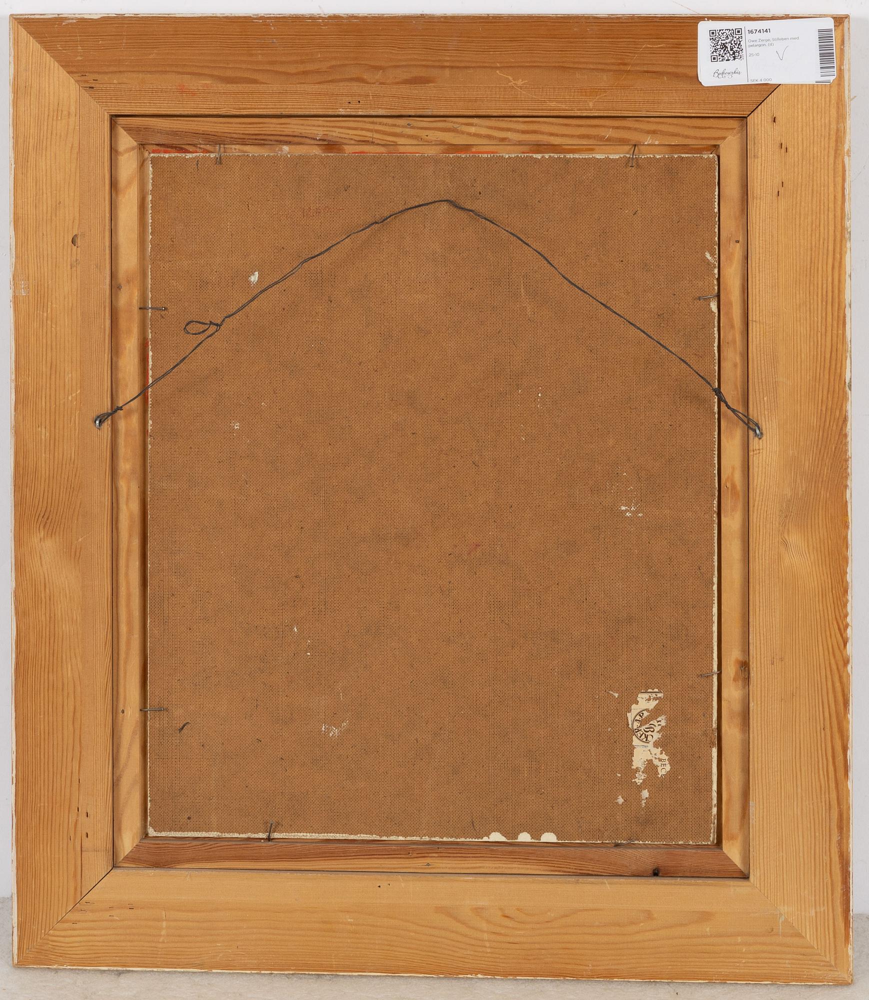 Owe Zerge, Stilleben med pelargon.