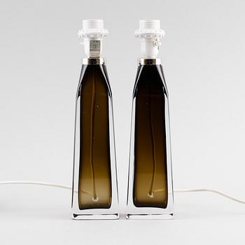 BORDSLAMPOR, 1 par, glas, Carl Fagerlund, Orrefors.
