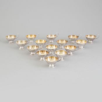 PUNCHMUGGAR, 15 st, silver, K& EC, Göteborg, 1970-tal.