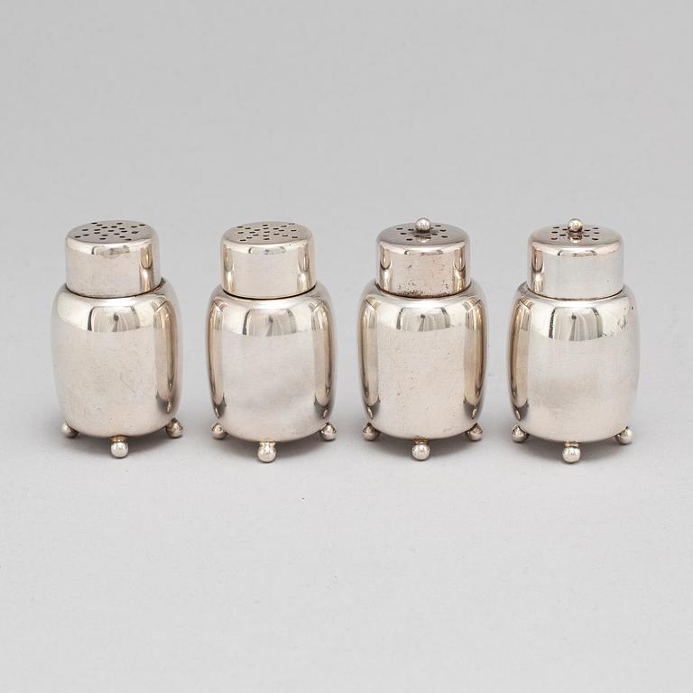 Mogens Bjørn-Andersen, salt och pepparkar, 4 st, silver, Bornholm.
