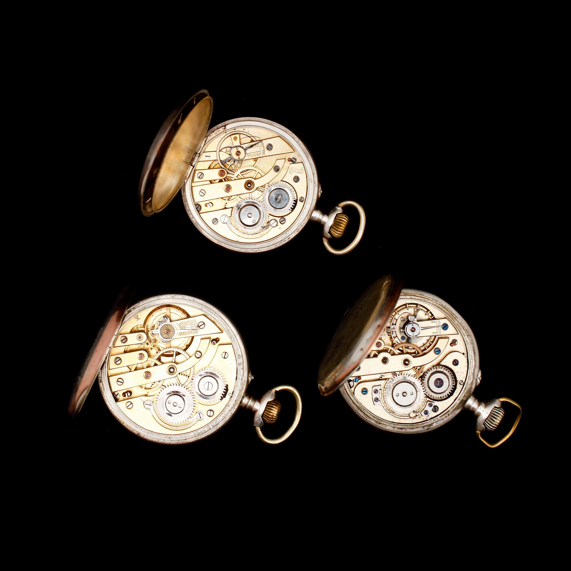 FICKUR, 3 st, silver, sekelskiftet 1900.