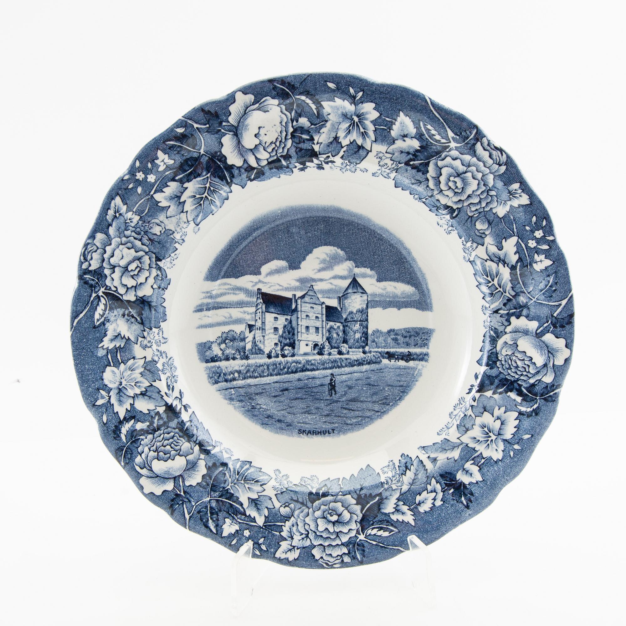 Servisdelar 9 st "Skånska slott" Rörstrand 1900-talets första hälft flintgods.