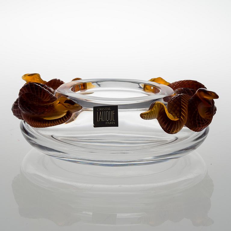 A MODERN LALIQUE CRISTAL SERPENT BOWL.