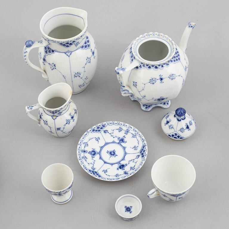 Royal Copenhagen, a 116-piece 'blue Fluted' porcelain dinner and coffee service, half lace, Denmark, mostly 1923-34.