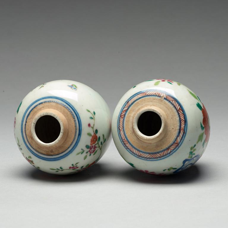 Two famille rose caddies, Qing dynasty, 18th century.