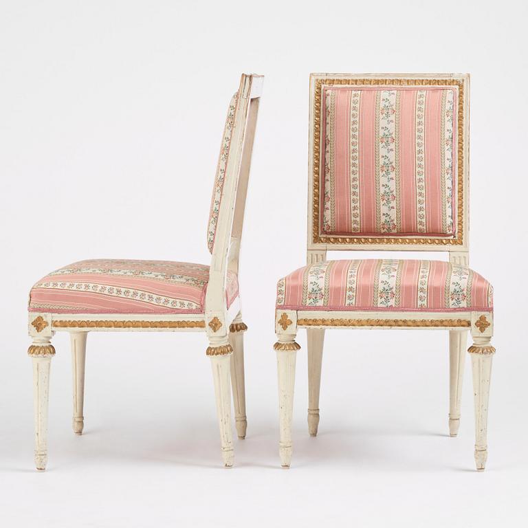 A set of four Gustavian chairs by E. Öhrmark (master in Stockholm 1777-1813).