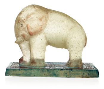 A Gabriel Argy-Rousseau pâte de verre elephant paperweight, France ca 1924.
