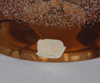 BORDSARMATURER, ett par, glas. Etikettmärkta Tjeckoslovakien.