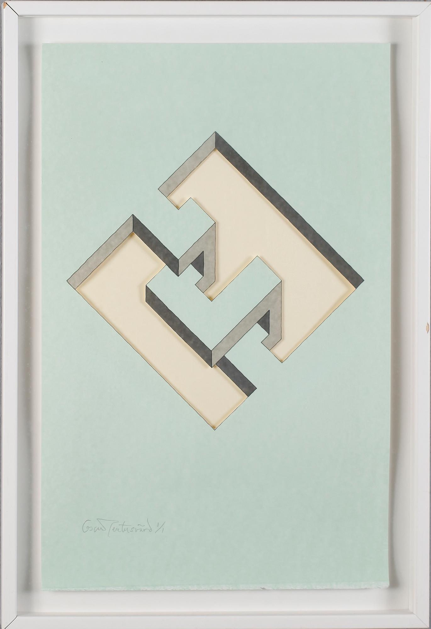 OSCAR REUTERSVÄRD, färglitografi/collage, signerad och numrerad 1/1.
