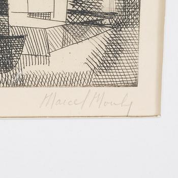 MARCEL MOULY, 2 linolium cuts, 1 etching, numbered and signed.