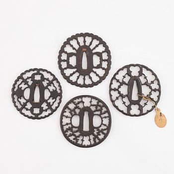 Four iron tsubas, Japan, Edo period.